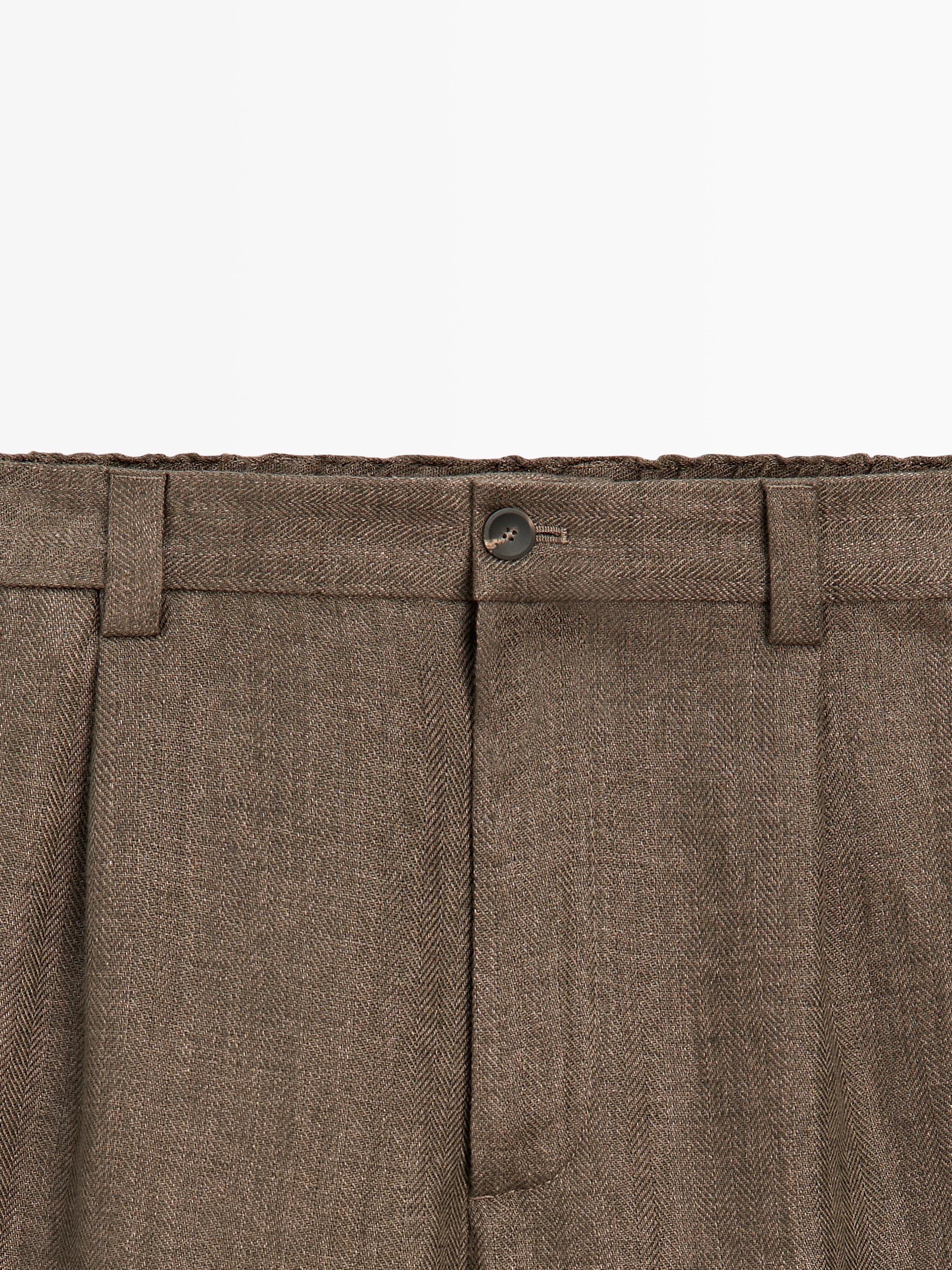 Pantalon à chevrons en lin total look